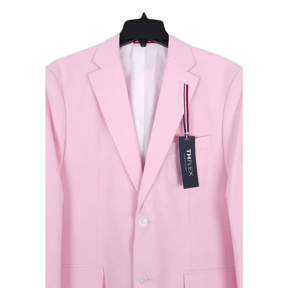 Tommy Hilfiger Mens Modern Fit 2 Piece Suit 40L 36x34 Light Pink Solid Chambray